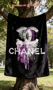 Chanel Luxury Watercolor Drip Print Flannel Throw Blanket IMG_6954